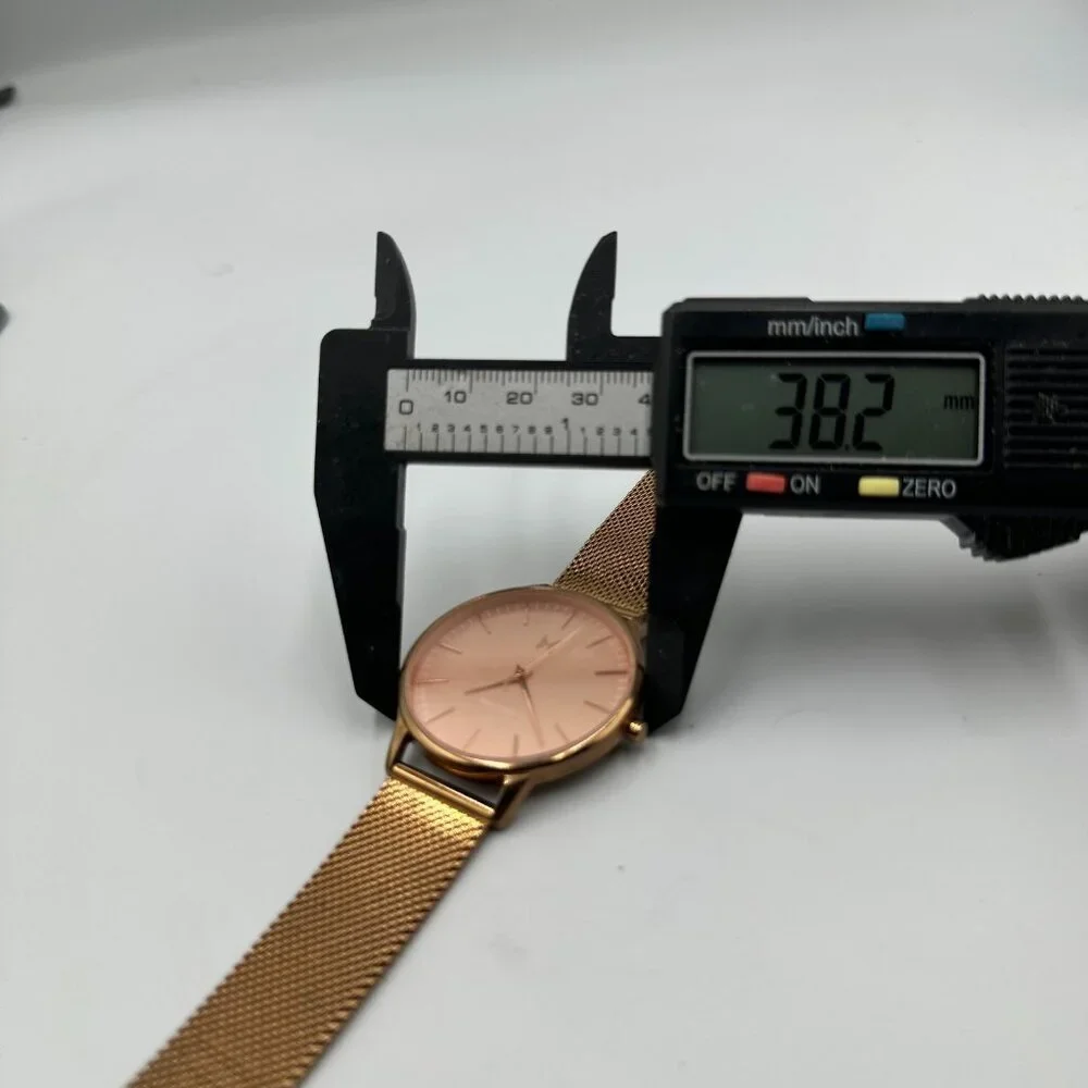MVMT Hermosa Watch Women Rose Gold Tone 38MM Dial Mesh Band New Battery 8.5